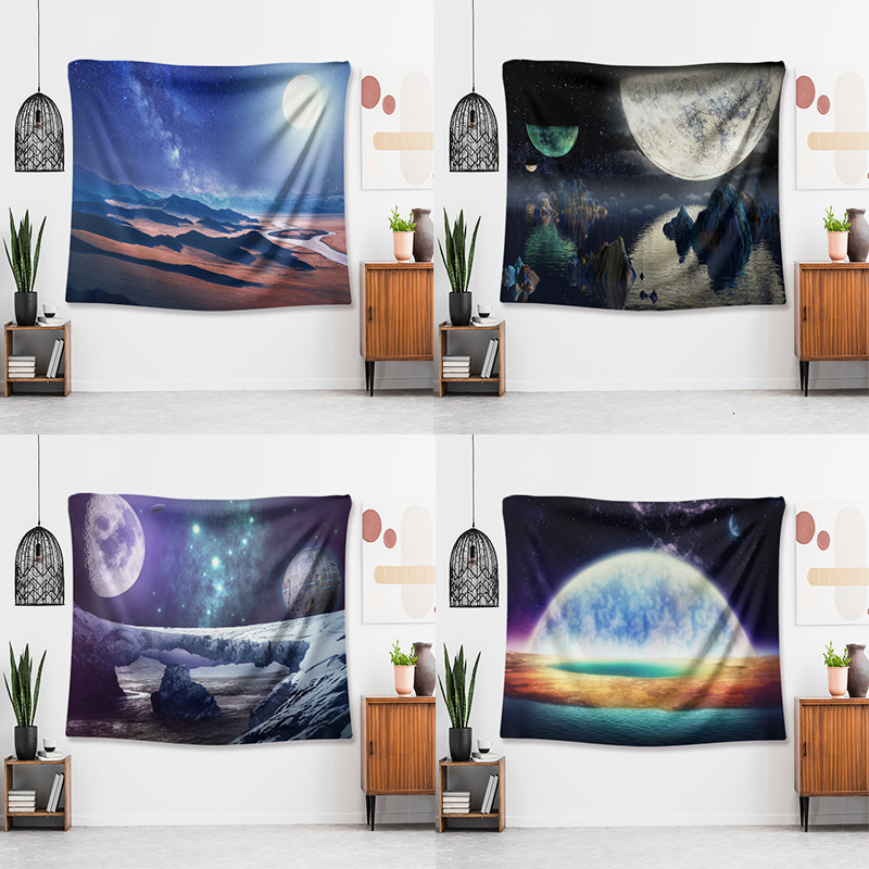 

painting dreamy starry sky landscape printing tapestry wall decoration