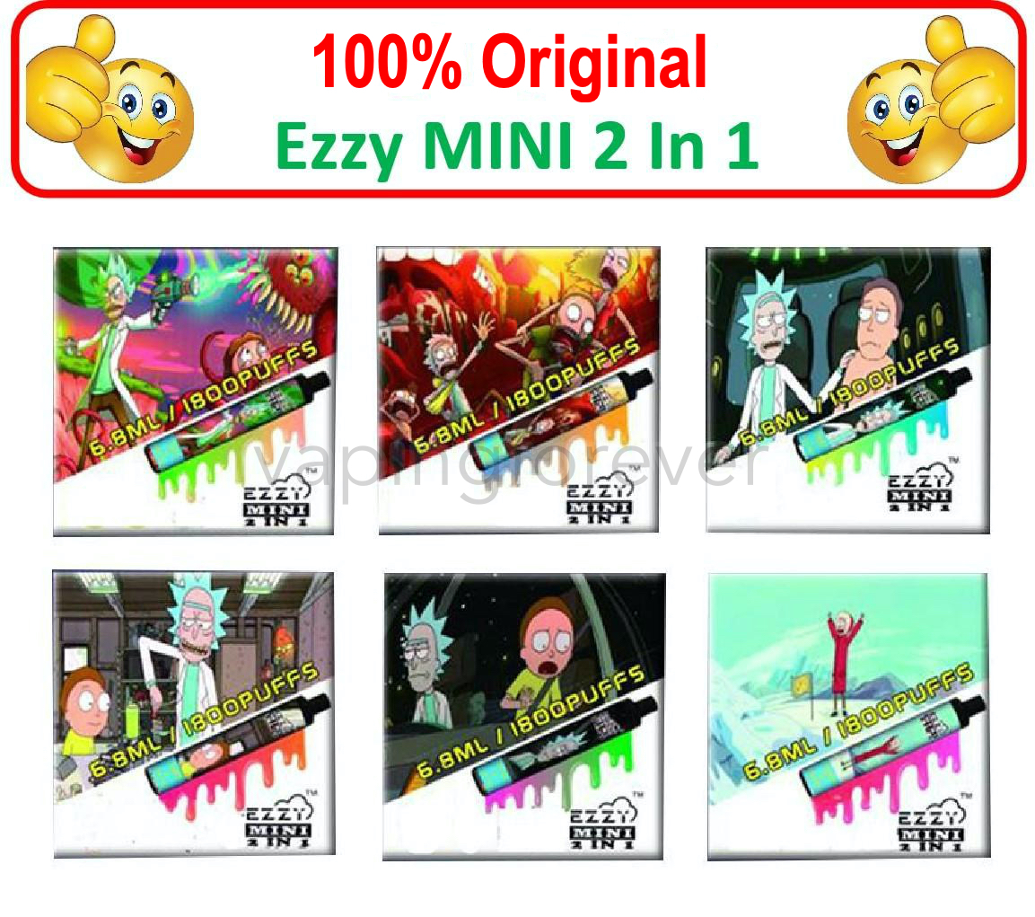 

100% Original Ezzy MINI 2 in 1 Disposable Pod Device 6.8ml Vape Pen 800mAh Battery 1800 Puffs Dual Vape VS RandM Disposable