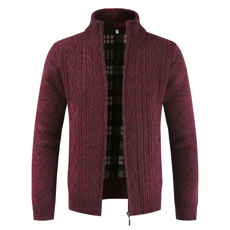

2021 New Men's Thick Winter Cardigan Sweater Autumn Stand Collar Knitted Casual Sweatercoat Coats Warm Clothes Fleece Knit 1yix, Dark gray