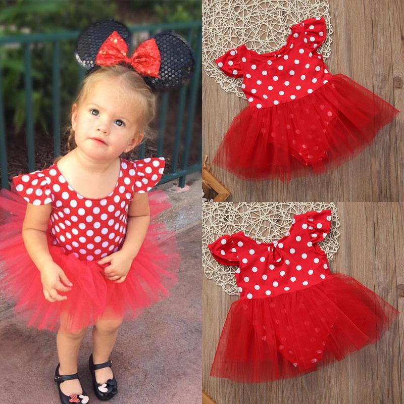

Girl's Dresses Lovely Toddler Baby Girls Tulle Tutu Red Dot Ball Gown Dress Kids Birthday Party Romper Born To 3 Years