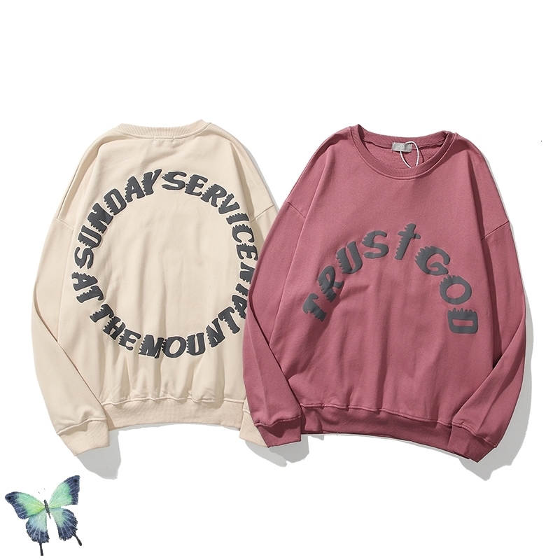 

Autumn 2021 New Winter Kanye West Holy Spirit Make Old Washing Water Sweatshirt Men Women 100% Cotton Angel Wings Hoodie Fkmc FGJN, Black