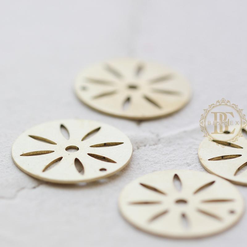 

Charms 4 Pieces Solid Raw Brass Flower Charm - Round 20mm (4621C), Bronze;silver