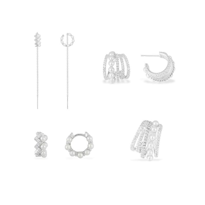 

Stud In High Quality Double Pearl Earrings Geometric Multicolor Round With Clip Wedding Womens Animaux Jewelry