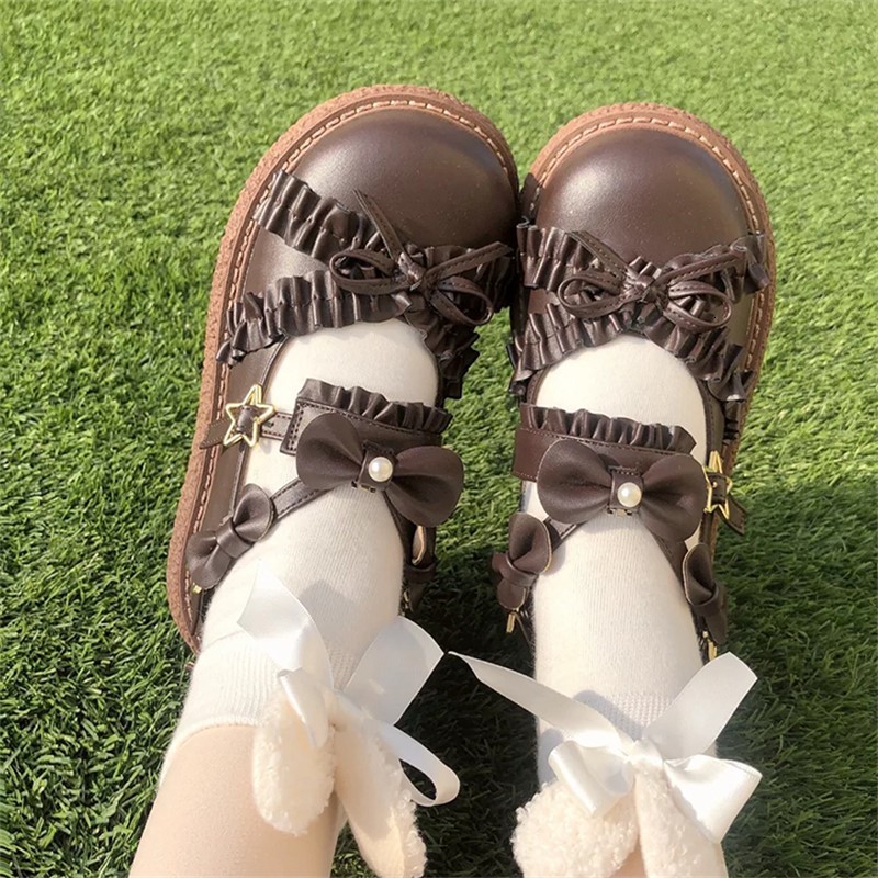 

Japanese Sweet Lolita Princess Beautiful Low-heel Heels Comfortable Round-head Black/pink/white/flat Blue Platform Anime Shoes 0wwi