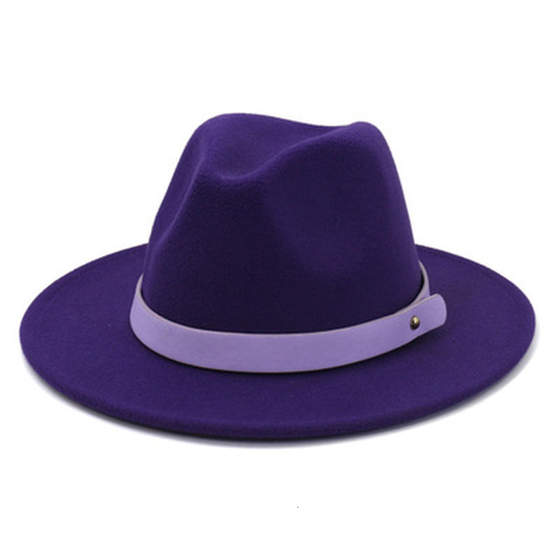 

2021 New Women Winter Solid Color Simple Classic Wide Brim Belt Band Formal Church Wedding Green Red Vintage Fedora Hats Xwx3, Orange