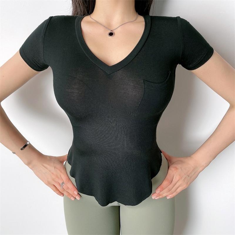 

Mitaogirl Net Red Fitness Clothes Women' Top Short-sleeved Summer Thin Fairy Yoga Sports Quick-drying Beauty Back Outfit, Black