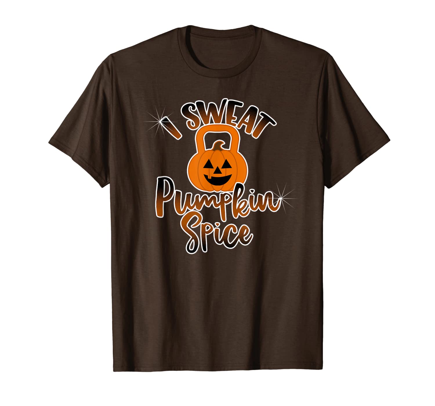 

pumpkin kettlebell exercise i sweat pumpkin spice workout t-shirt, White;black