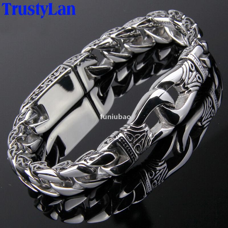 

Trustylan Fashion New Stainless Steel Charm Bracelet Men Vintage Totem Mens Bracelets 2018 Cool Male Jewelry Jewellery Armband T190702, Golden;silver