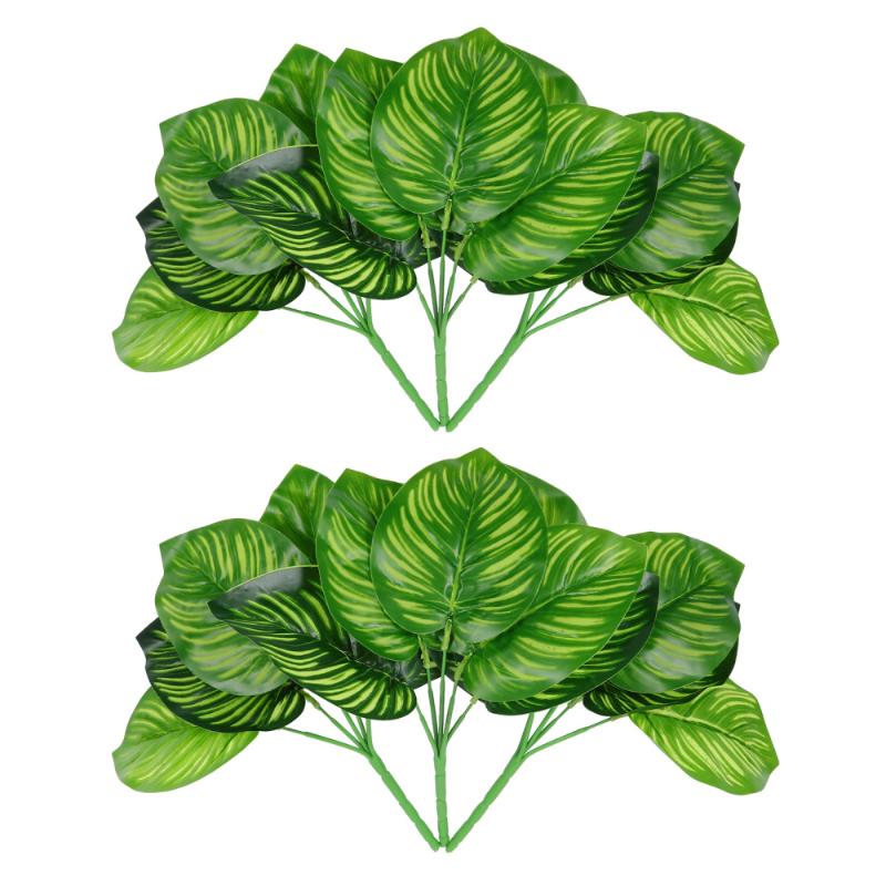 

6pcs Simulation Calathea Plant Bonsai Chic Plant Bonsai Potted Decor, Green