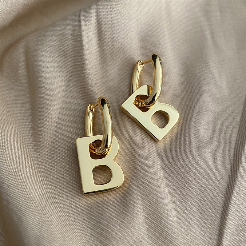 2021 fashion street letter ladies Charm gold detachable light luxury all-match earrings party gift-image-702159786