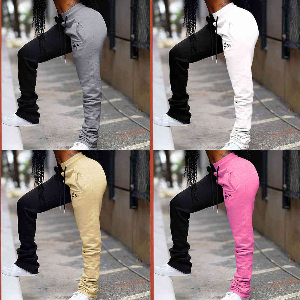 

pants trousers 2021 women's fashion brand sweater color matching bandage pocket casual, Black;white