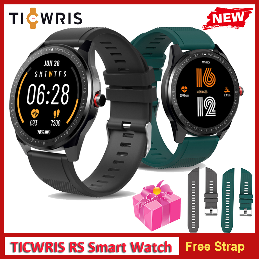 

TICWRIS RS Smart Watch Men 1.3 inch TFT Touch Screen IP68 Waterproof Bluetooth 5.0 Heart Rate Monitor Fitness Tracker Smartwatchg, Black with green
