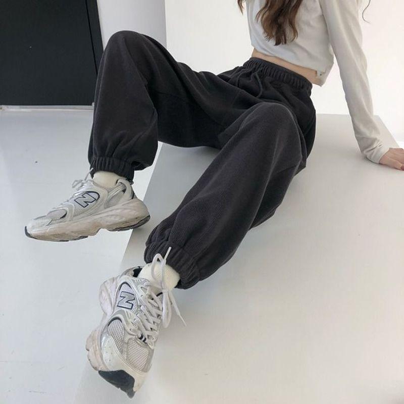 

Running Pants Spring Plus Size Gray Sports Women Loose Thin Ins Casual Harem High Waist Sweat Gym Leggings, Black;blue