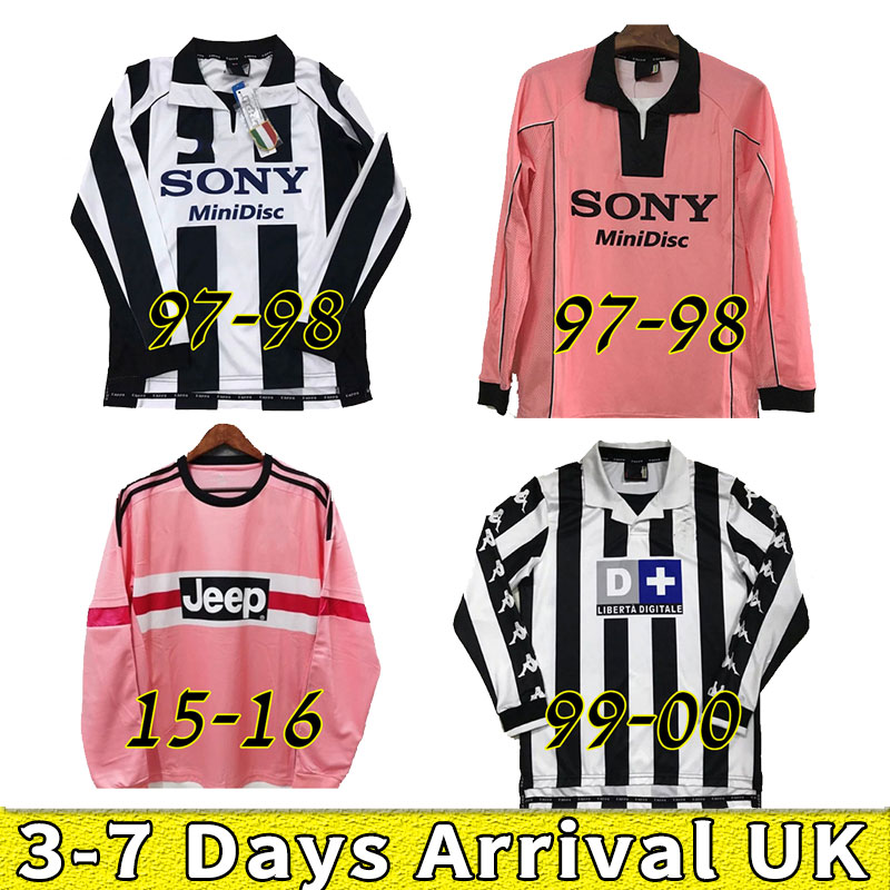 

Long sleeve Retro DEL PIERO Montero soccer jersey 14 15 pink Platini ZIDANE INZAGHI ROSSI Vieri DAVIDS football shirt 1997 98 99 2000, 99-00