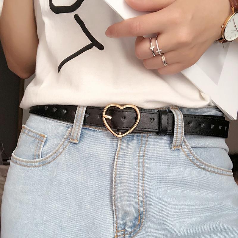 

Belts Belt For Women Designer Peach Heart Pin Buckle Fashion Jeans Love Eyelet Adjustable Waistband Dress Accessory, White
