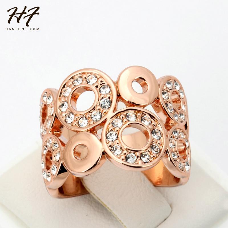 

Cluster Rings Hyperbole Multi Round Hollowed-out For Women Rose Whit Gold Color Cubic Zirconia Fashion Jewelry Xmas R003, Golden;silver