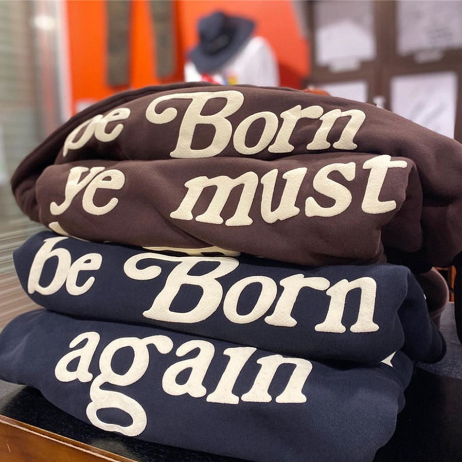 

2021 New Blue Black Foam Printing Cpfm Ye Must Be Born Again Kanye Pullover Men Women 1:1 High Quality Sweatshirts Hoodie 429h