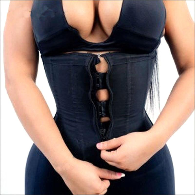 

Waist Support Corset Body Shaper Latex Trainer Zipper Underbust Slim Tummy Cincher Slimming Briefs Belt Shapewear Women, Black