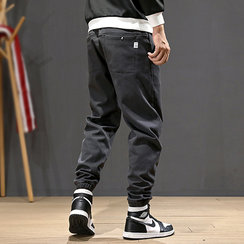 

2021 New Japanese Vintage Designer Jeans Loose Fit Dark Gray Casual Cargo Harem Trousers Streetwear Hip Hop Joggers Pants Men Acw6