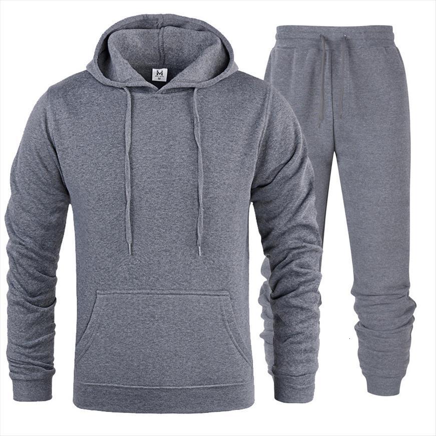 

spring sports and leisure men tracksuit joggers sweat suits hoodies pants suit sweatshirt sportswear set 2pc hoody, Gray