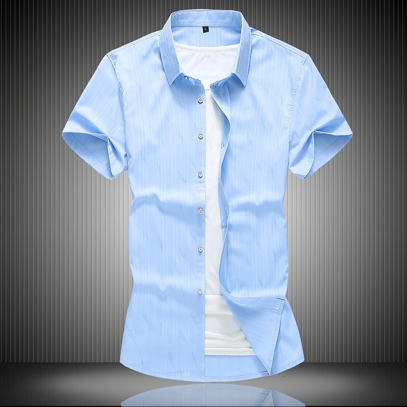

New Fashion Style Design Short Sleeves Casual Blue White Shirt Men's Beach Blouse 2021 Summer Clothing Plus Oversize 5xl 6xl 7xl Ls6j, 1908 2