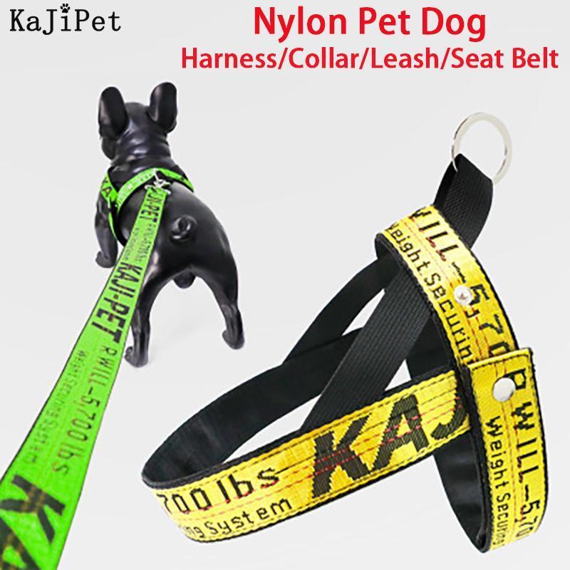 

Dog Collars & Leashes Adjustable Nylon Pets Harness Collar Leash Durabl Small Medium No Pull And Harnesses Seat Belt