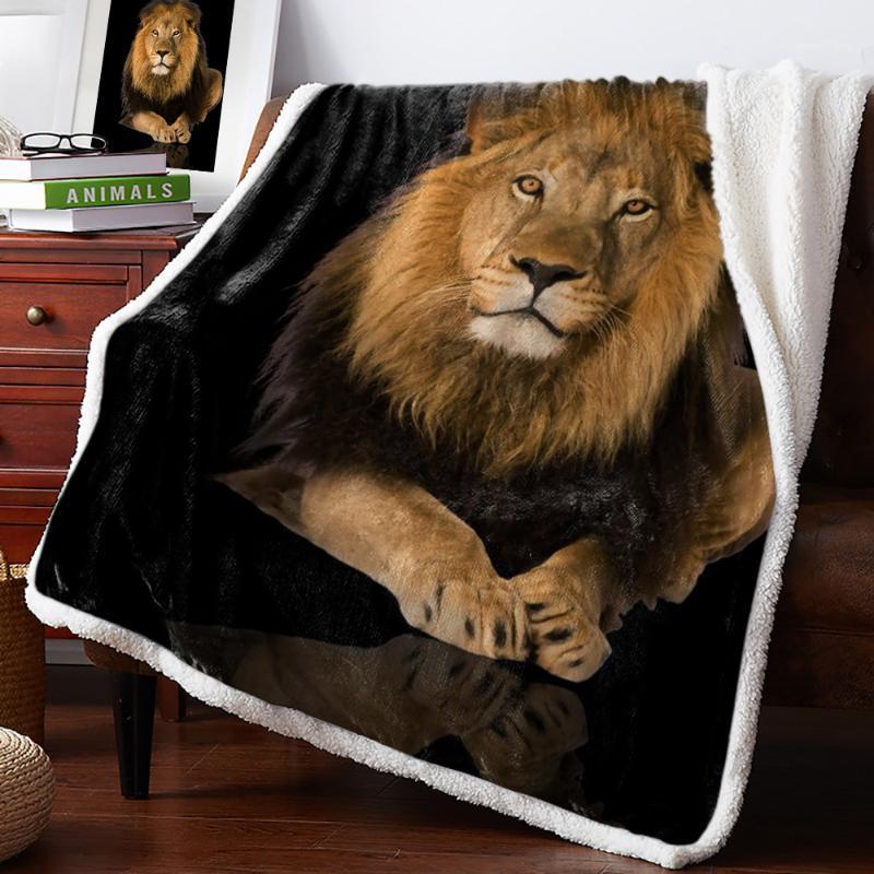

Blankets Winter Cashmere Blanket Lion Bedspread Bed Cover Coverlet Flannel Throws Sherpa Anti-Static Lightweight