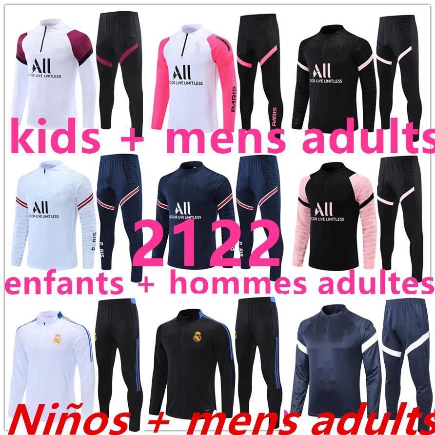 

2021 2122 training football jerseys Soccer Jersey tracksuit suit kids + Men adult real madrid chandal jogging