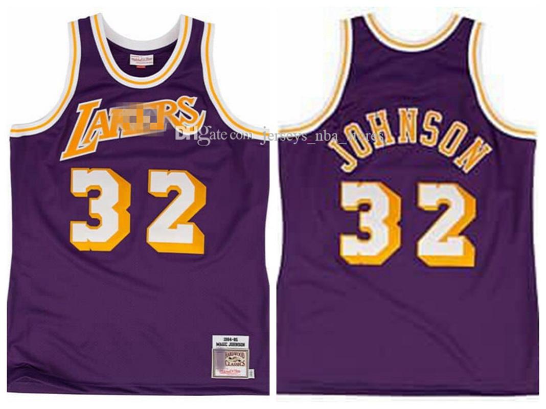 

Vintage Los Angeles Lakers Mitchell Ness 32Magic Johnson 1984-85 Authentic Jersey 01, Black;red