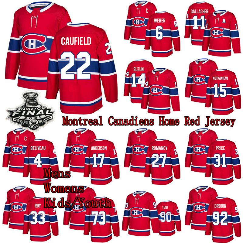

Cole Caufield Montreal Canadiens Jersey 14 Nick Suzuki 31 Carey Price 73 Tyler Toffoli 11 Brendan Gallagher Romanov Home Hockey Jerseys Custom Mens Womens Kids, Red womens size:s-xxl