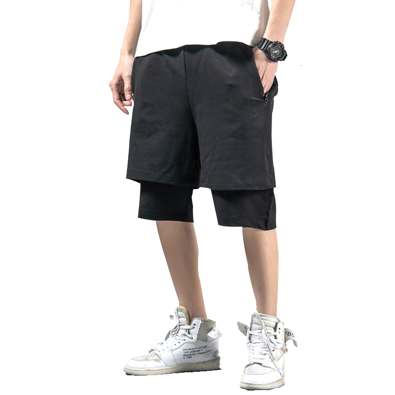 

New Summer Hip Hop Men Streetwear Fake Two-piece Design Mens Jogger Shorts Casual 2021 Homme Short Pants Bermuda Masculina 9ztc Yonm, Gray