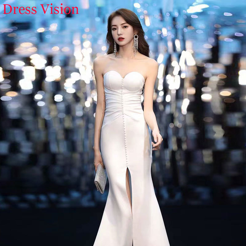 

2021 Sexy Strapless Mermaid Slit Robe Mariage Evening Vestidos Vestido De Noiva Party Gowns S93l, Same as photos