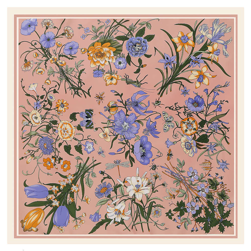 

2021 Luxury Designer Scarves 130cm Brand Twill Silk Scarf Women Bandana Square Design Floral Kerchief for Ladies Fashion Shawl Echarpe