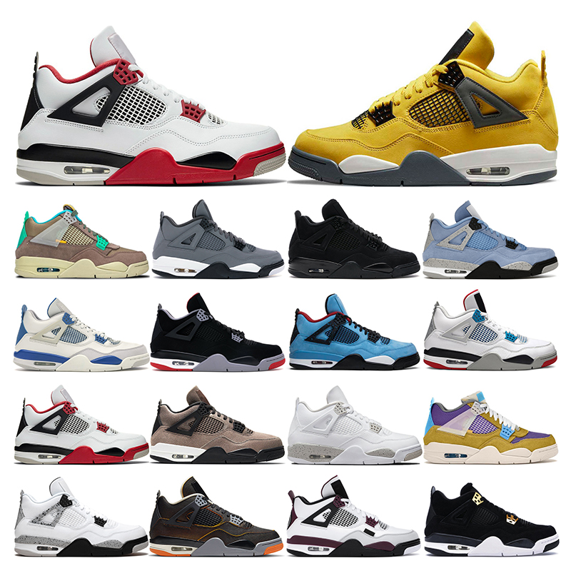 

mens basketball shoes 4s Lightning Desert Moss women University Blue White Oreo Black Cat bred Motorsports sports sneakers trainers size 5.5-13, 26