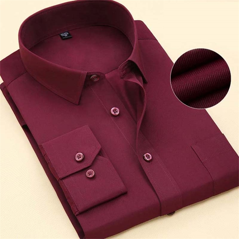 

Fashion Brand Shirt Men Long Sleeve Spring Solid Color Business Office Formal Men Dress Shirt Plus Size Male Shirt Chemise 7XL 210708, G2650