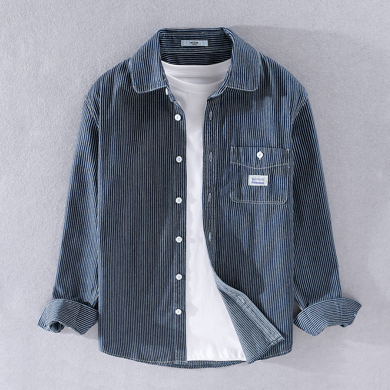 

2021 New Striped Long Sleeve Fashion Casual Brand for Men Comfortable Stripe Shirt Mens Trend Shirts Male Overhemd Tops Im8t, Blue