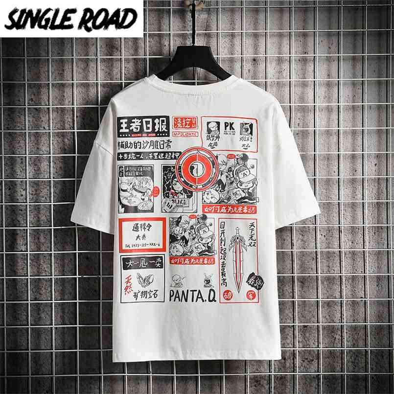 

Single Road Men Oversized T-shirt Anime Graphic Cotton Hip Hop Tshirt Male Japanese Streetwear Harajuku T Shirt For 210721, Blue t-shirt men