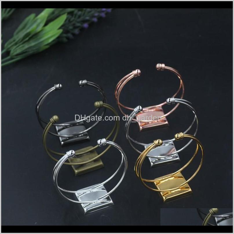 

Jewelry 25*25Mm Copper Square Cuff 6Colors Blank Cabochon Settings Cameo Base Bezel Tray Diy Bangle Bracelets K0104 Drop Delivery 2021 Lgtps