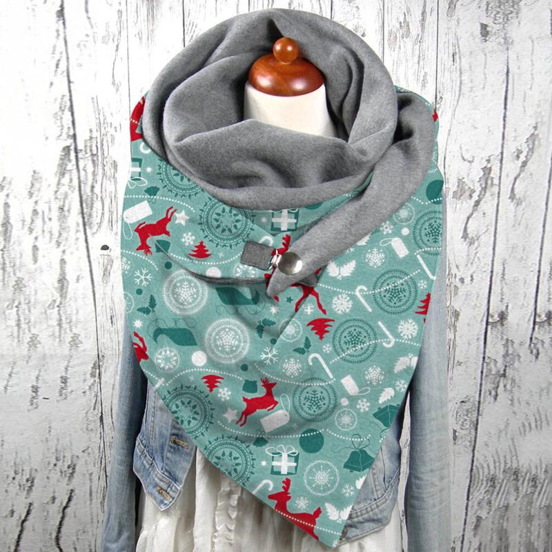 

Scarves 2021 Fashion Winter Scarf For Women Printing Button Soft Wrap Casual Warm Shawls Foulard Femme Neck Bandana