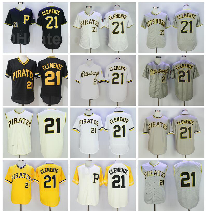 

Retror 1960 1962 1971 Vintage Baseball 21 Roberto Clemente Jersey Retire Flexbase Cool Base All Stitched Team Color Cooperstown Pullover, Black