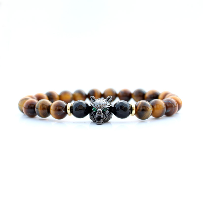 

Wolf bracelet bracelets for women pulseras jewellery men mens beaded bracelets heren armband pulseira masculino pierre naturelle, Black