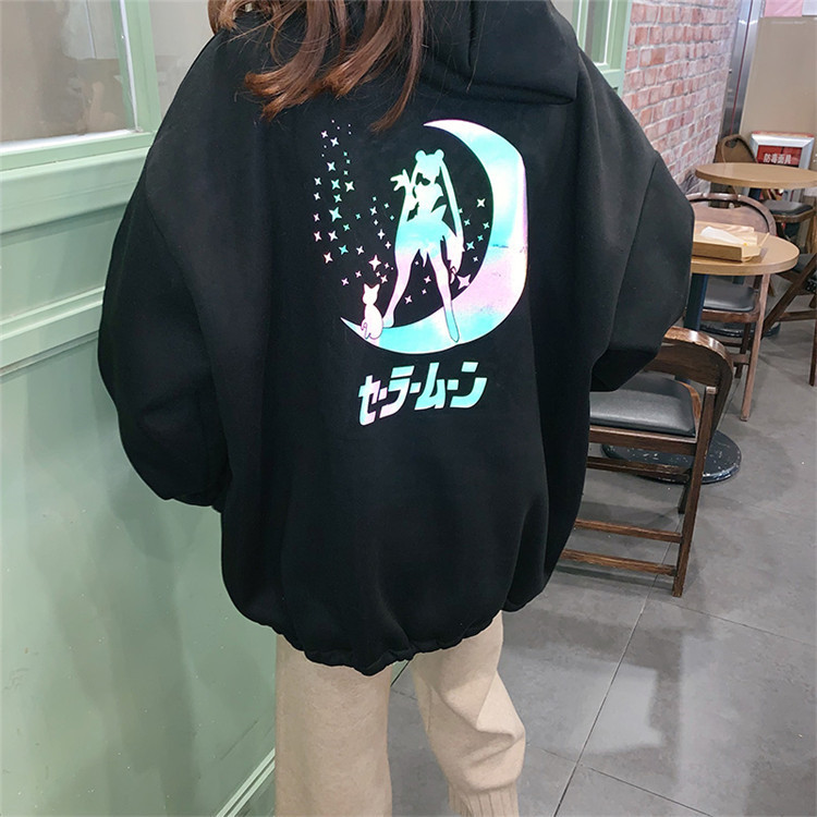 sailor moon moletom com capuz reflective