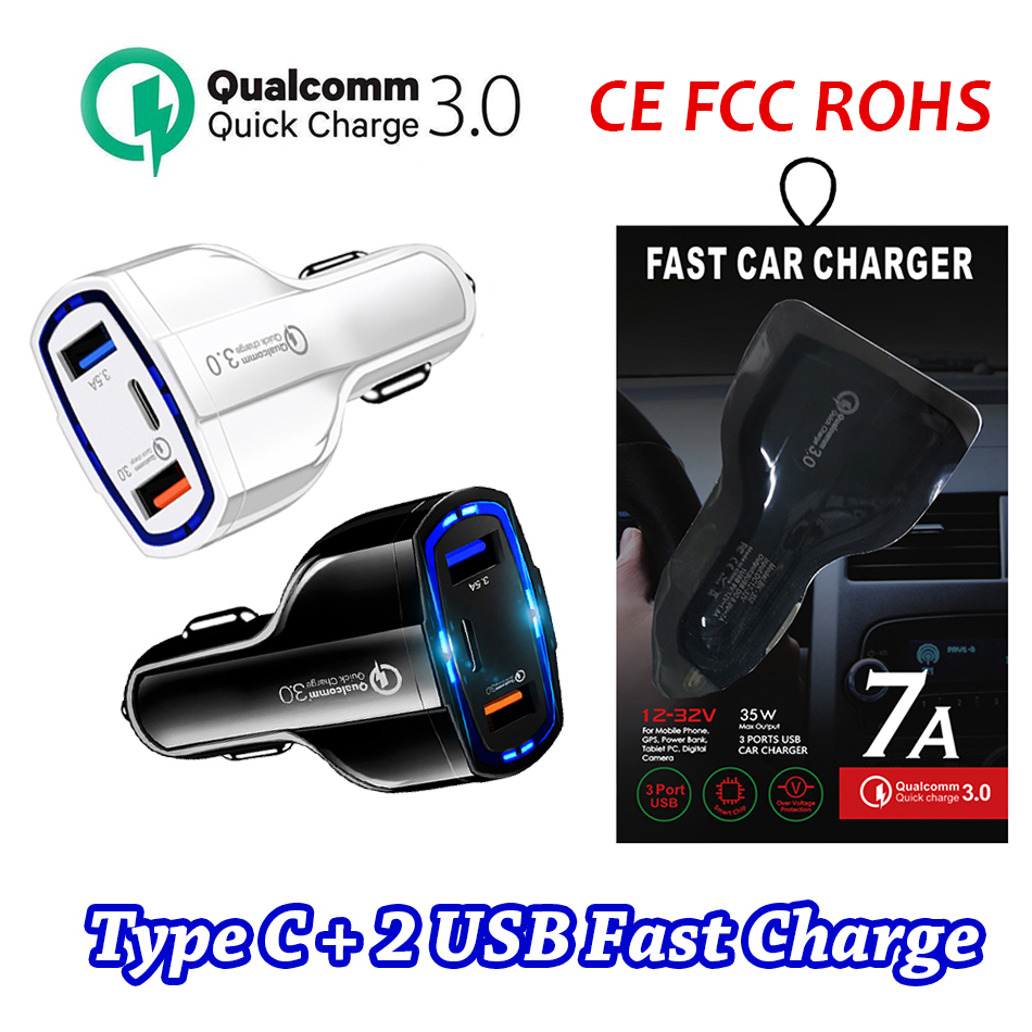 

USB C Car Charger Dual Port USB Fast Charger Type C Compact Power Adapter PD QC3.0 for iPhone Samsung Huawei With Package