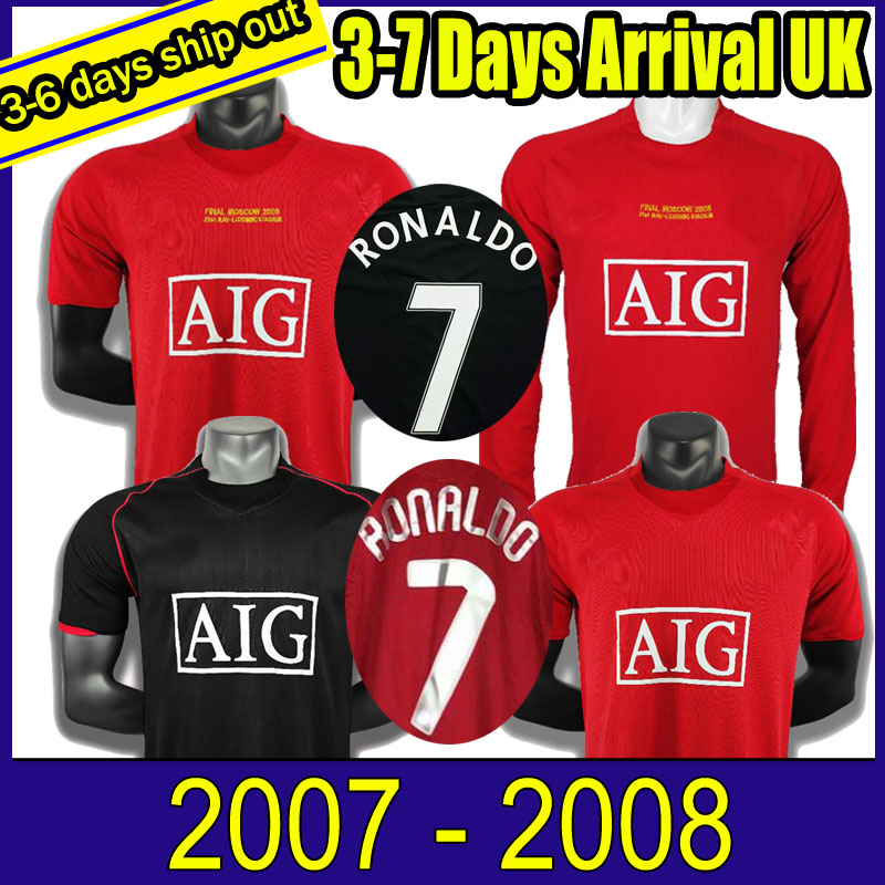 

Retro classic 2007 2008 soccer jerseys Manchester EVRA FERDINAND ROONEY SCHOLES GIGGS RONALDO SAHA 07/08 40th united football shirt, 07-08 home