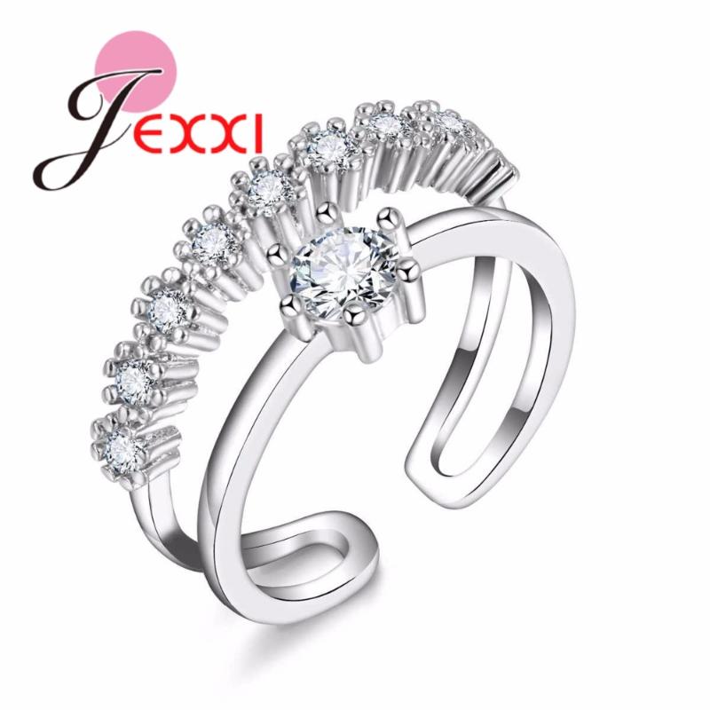 

Wedding Rings YAAMELI Fashionable Real 925 Sterling Silver Clear Cubic Zirconia Stone Opening Finger For Women Men Crystal Bijoux, Slivery;golden