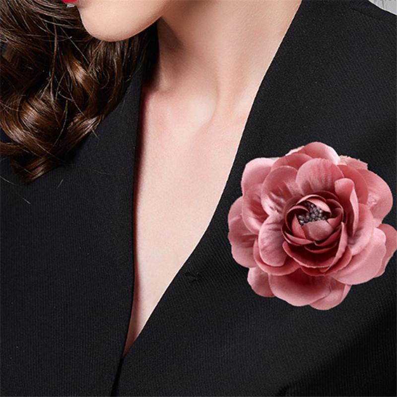 

Pins, Brooches Beautiful 3 D Flower Brooch Jewelry Colorful Ribbon Leather For Women Girls Collar Pins Coat Suit Shirt Accessories
