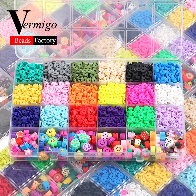 

Other 6mm Flat Round Polymer Clay Beads Kit For Jewelry Marking Heishi Disk Spacer Sets DIY Bracelets Necklace Earring