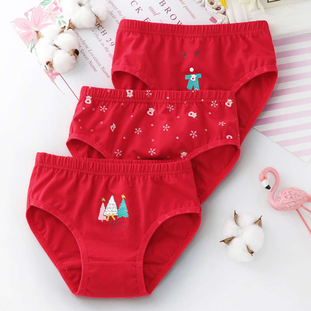 

Benmingnian girls' triangle underpants small, medium and large children's combed cotton quality red, Camo