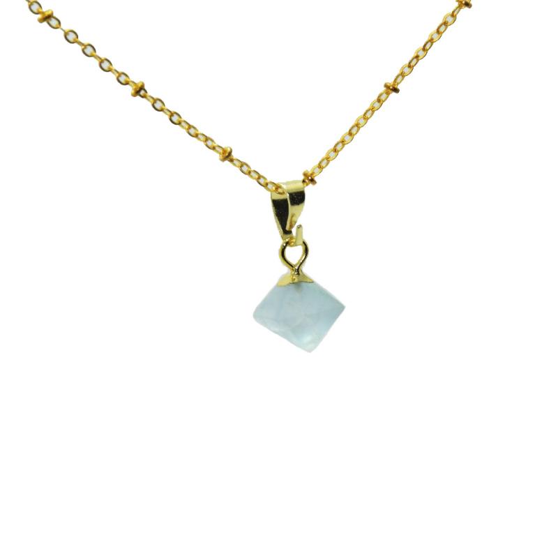 

Pendant Necklaces 1pc Small Jewelry Natural Stone Gold Point Pyramid Gem Necklace Green Fluorite Crystal Quartz Women