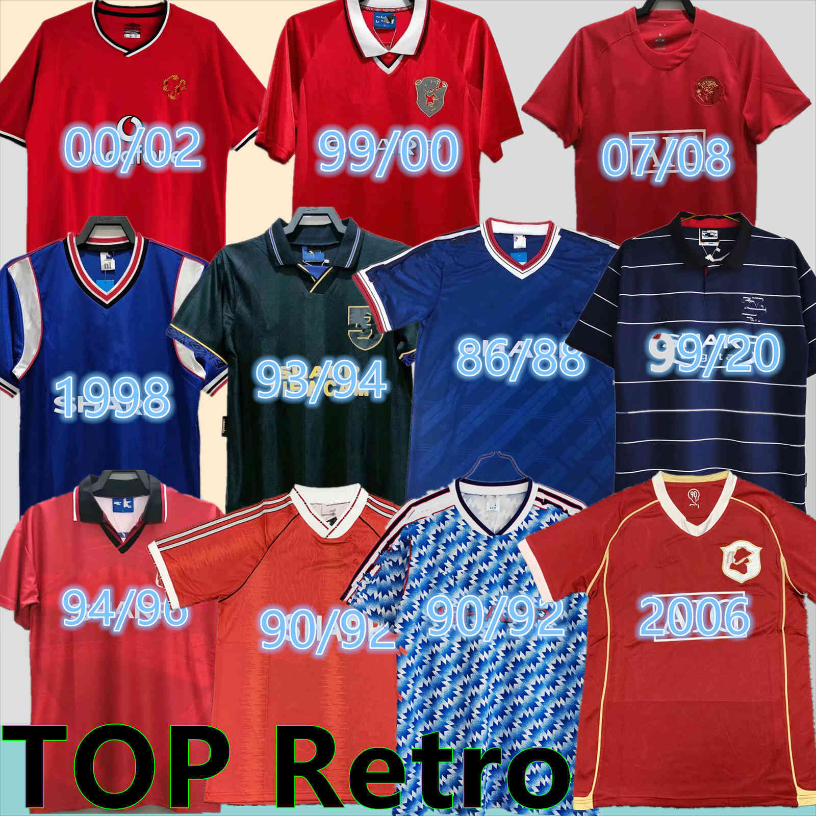 

1999 2000 1983 Manchester Retro Soccer jersey 1992 2006 2007 MAN 08 94 98 99 86 88 1990 2002 United v.NISTELROOY GIGGS Beckham RONALDO CANTO, 94/96